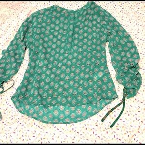 Banana Republic Ruched Sleeve Sheer Top